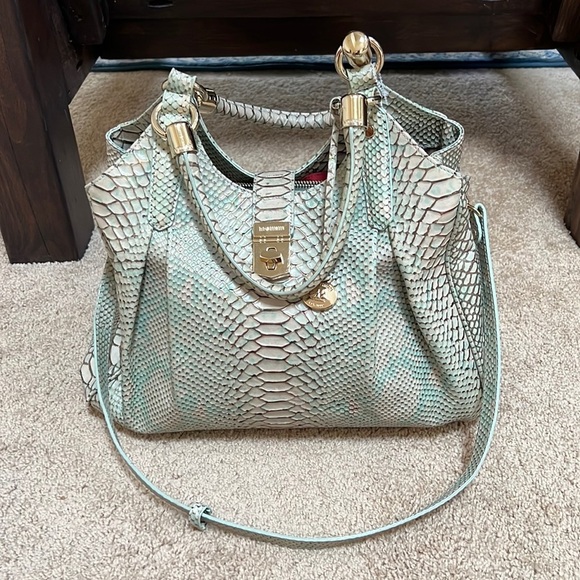BRAHMIN Elise Opal green Seville collection croc embossed leather bag - Picture 2 of 15